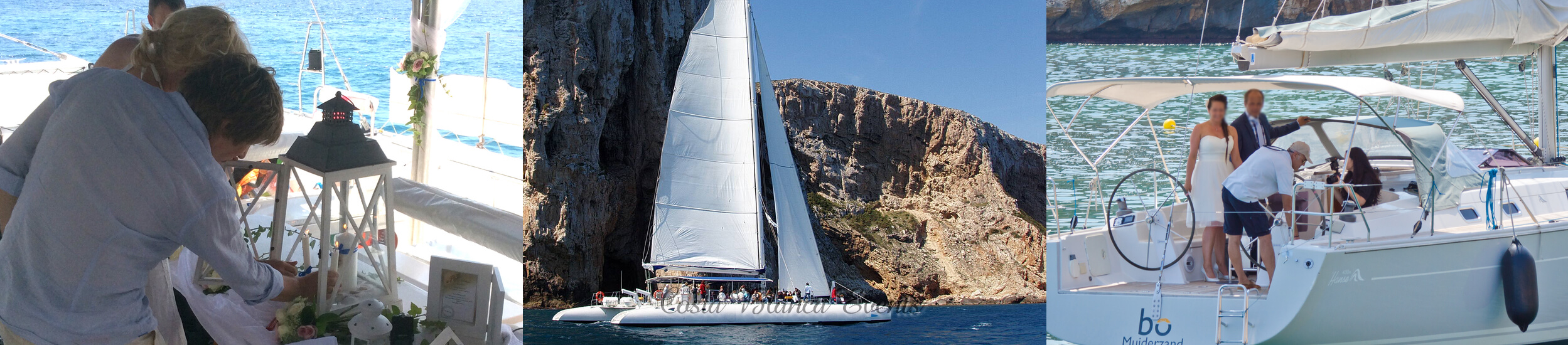 Composition photo of yacht weddings in Spain